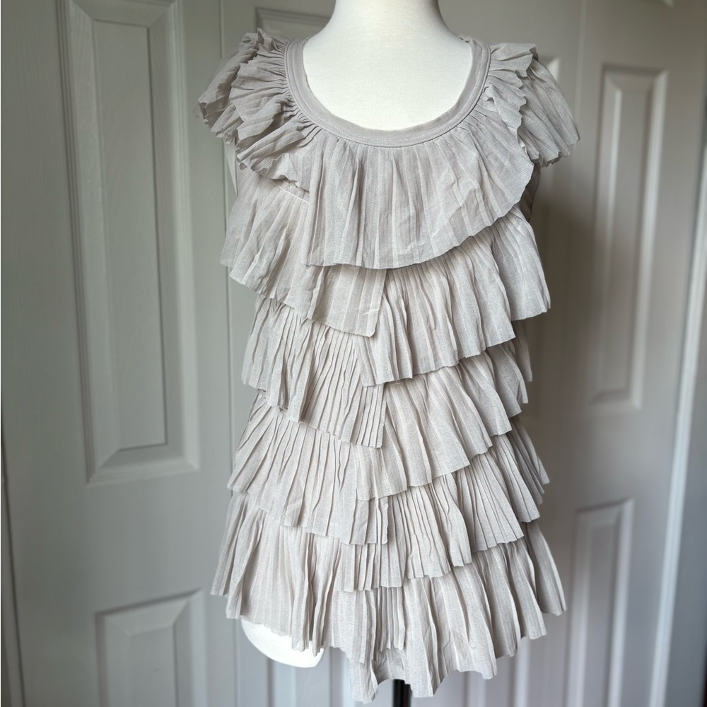 Seventy Cream Layered Ruffle Blouse